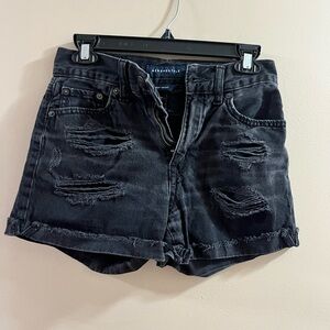 Aeropostale Black Distressed Jean Shorts